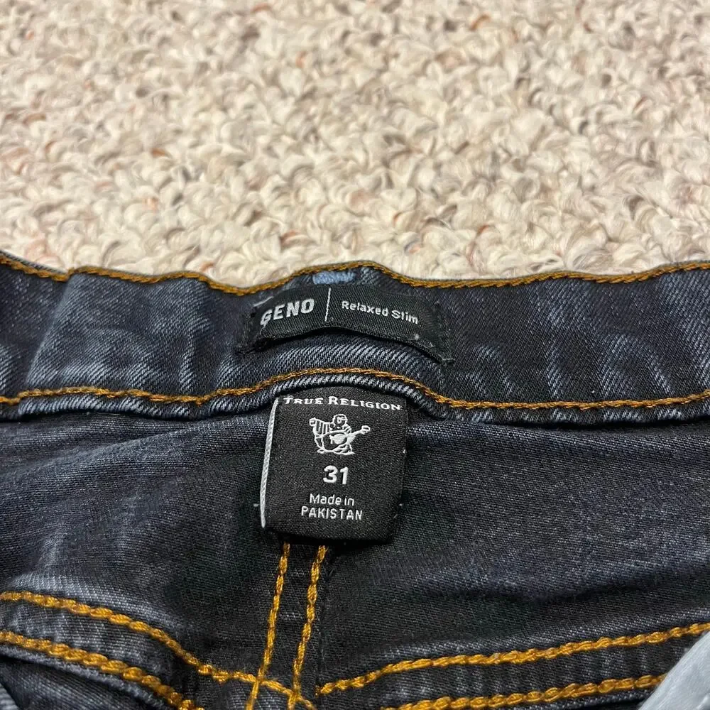 True Religion Geno Relaxed Slim Jeans 31 Dark Wash Normcore Casual Y2K Denim